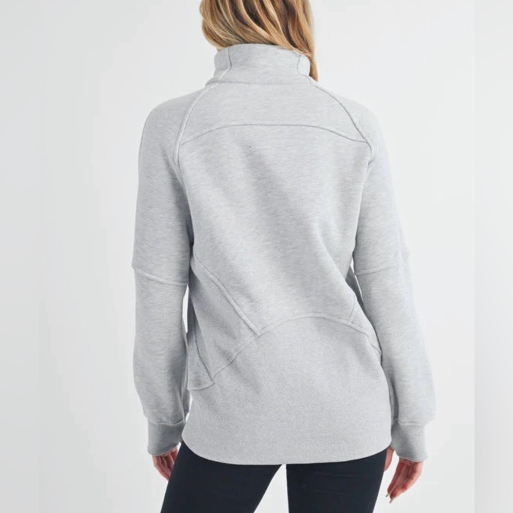 Aemi + Co Funnel Neck Half Zip Pullover S Heather Grey NWOT - Picture 3 of 8